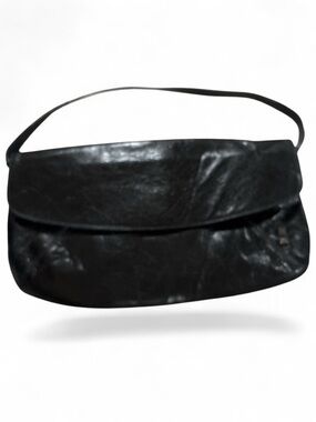 Helen Welsh Vintage Black Leather Convertible Clutch, Colorful Interior Lining